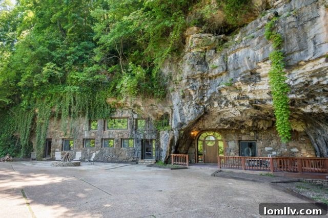 Interior view of the Beckham Creek Cave Lodge, showing natural cave walls