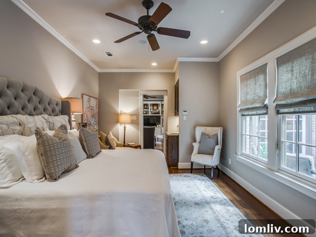 Another view of a beautifully furnished bedroom in the historic Dallas manor