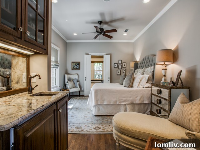 Spacious bedroom with natural light and elegant decor at 5901 Swiss Avenue