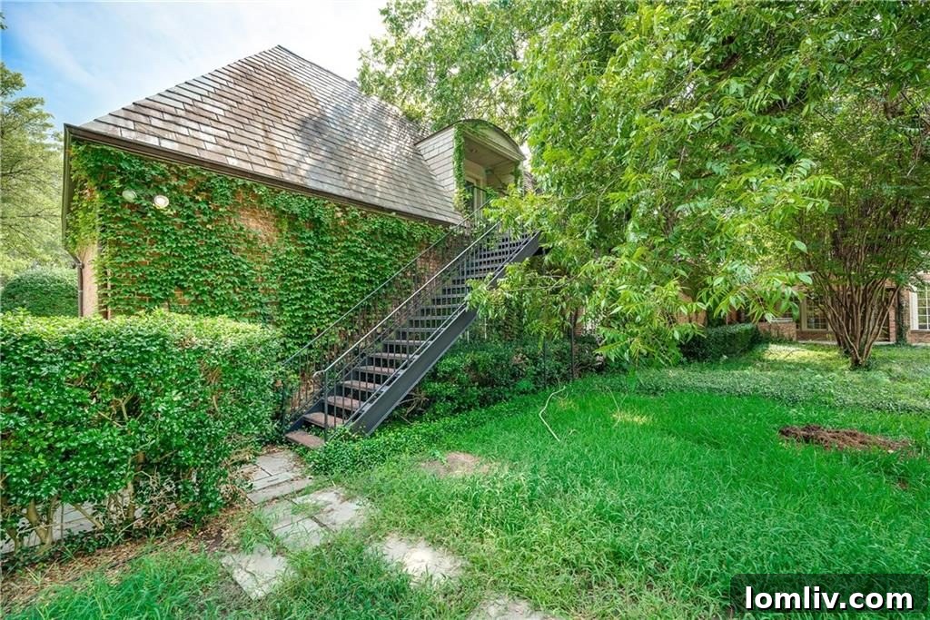 Side view of the mansion and grounds, 9410 Alva Ct