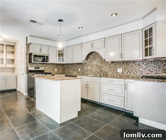 Detailed View of Kitchen with Mosaic Tile Backsplash