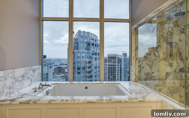Expansive Master Bathroom with Soaking Tub and City View