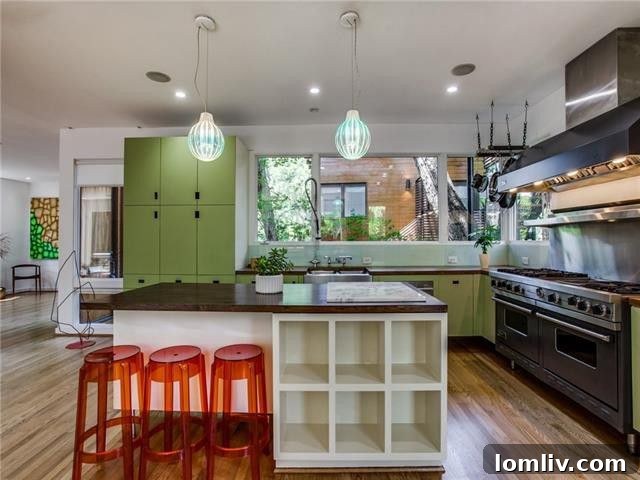 Modern kitchen with wood countertops and Viking appliances