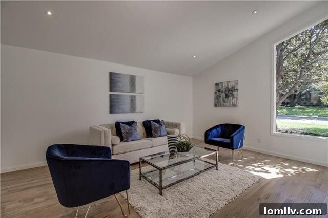 Spacious Living Room with Vaulted Ceilings