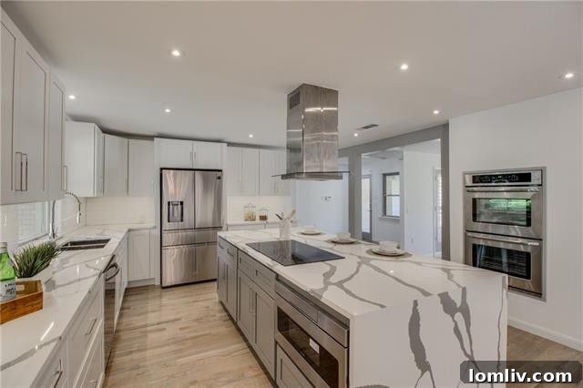 Modern Two-Tone Kitchen with Waterfall Island