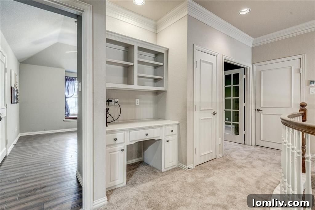 Built-in desk at the top of the stairs, ideal for homework