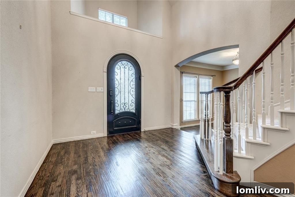 Hand-scraped hardwood floors on the first floor of a custom-built home