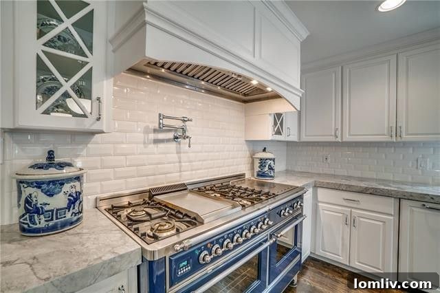Detail shot of the custom kitchen features and vibrant appliances