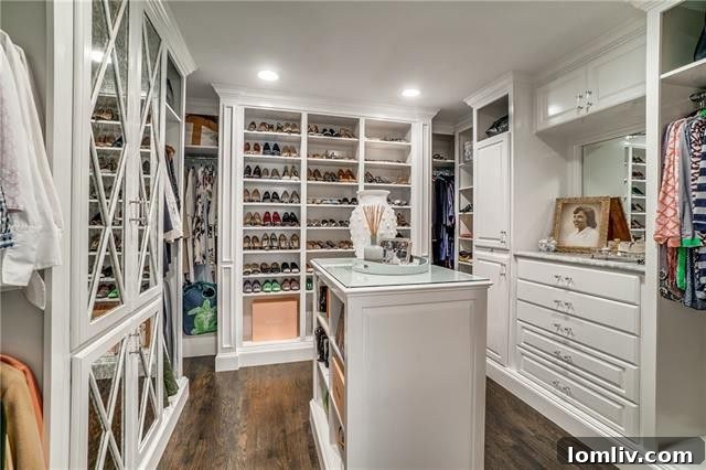 Spacious second master closet, created through innovative space planning