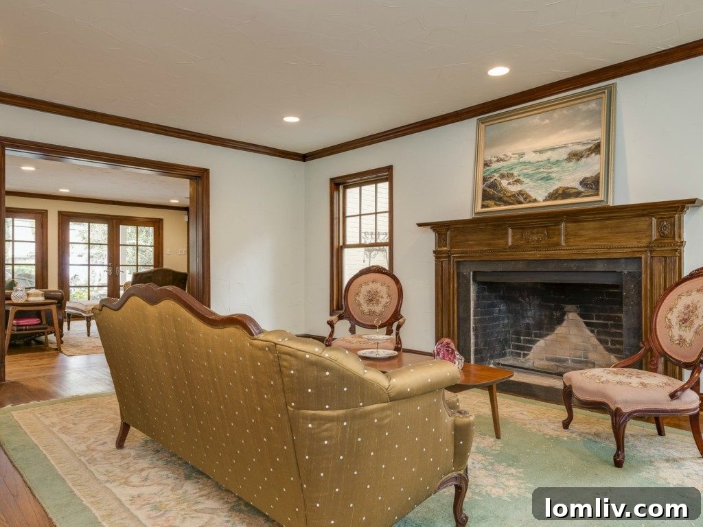 Before renovation: A glimpse of the formal living room with traditional decor