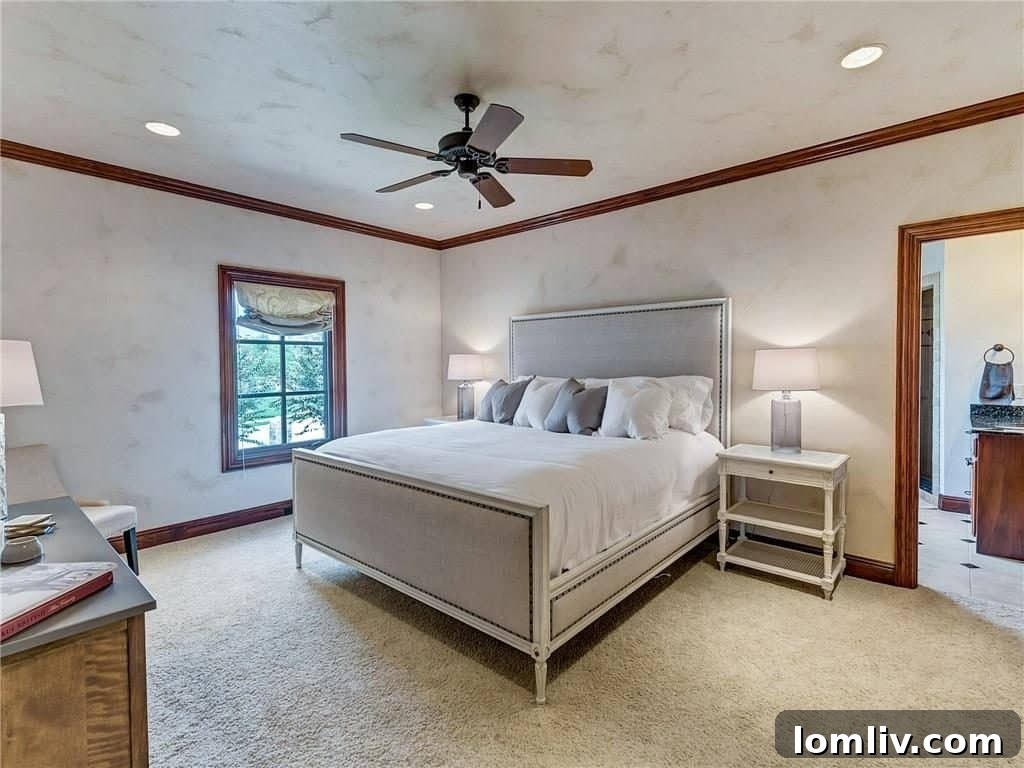 Luxurious master bathroom featuring a large soaking tub and dual vanities.