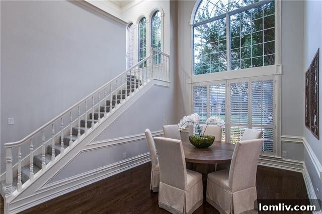 Staircase with Arched Windows