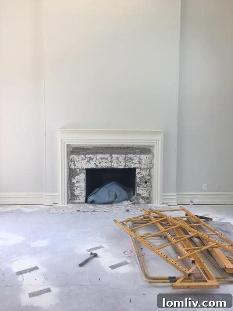 Fireplace Resurface During Renovation Progress