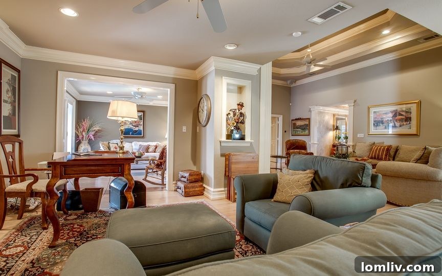Spacious living area with modern decor in the Greenway Park cottage