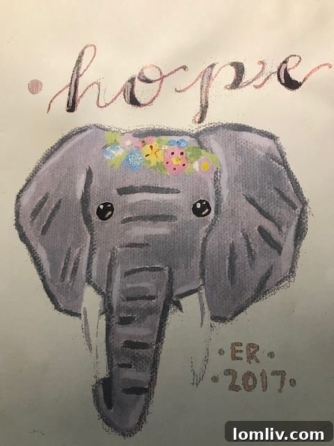 Nine-year-old Erica's drawing of 'Hope' the elephant