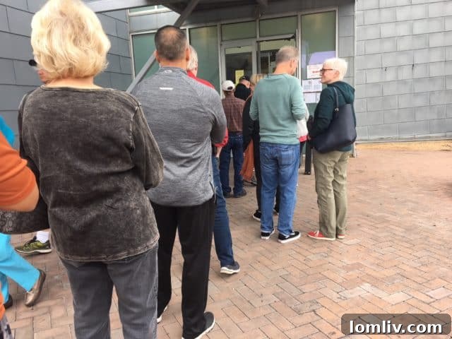 A view of Lochwood Library with voters present.
