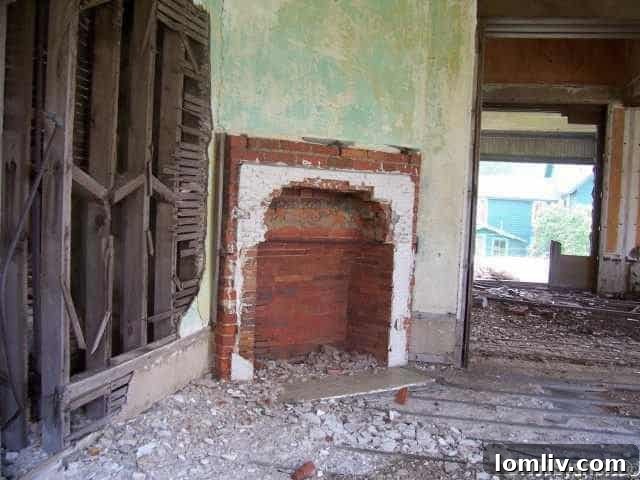 Overgrown foliage and debris inside the once grand villa.