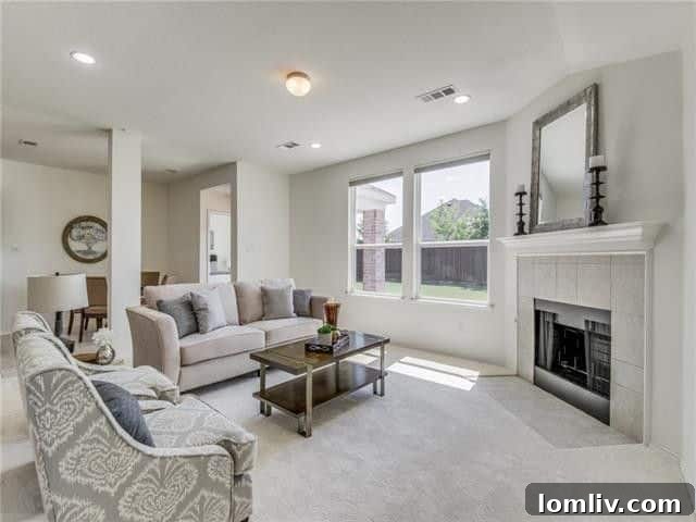 Celina's Growth: The Power of Big Living in a Small Town 4 Bright and airy living room with a fireplace in a Celina home