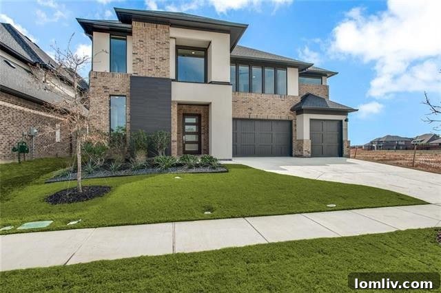 Stylish modern contemporary home exterior in Celina's Light Farms