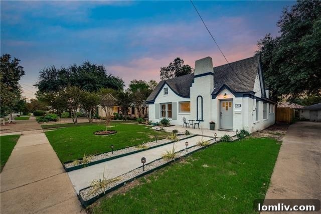 Charming entryway and front yard of the Denton Drive property