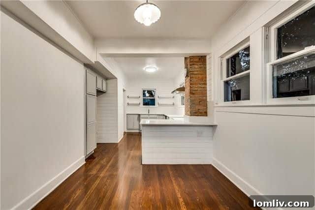 Kitchen details showcasing unique wall treatment and potential