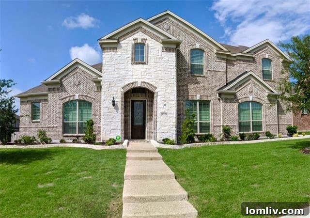 Modern transitional home exterior in Garland, built in 2017
