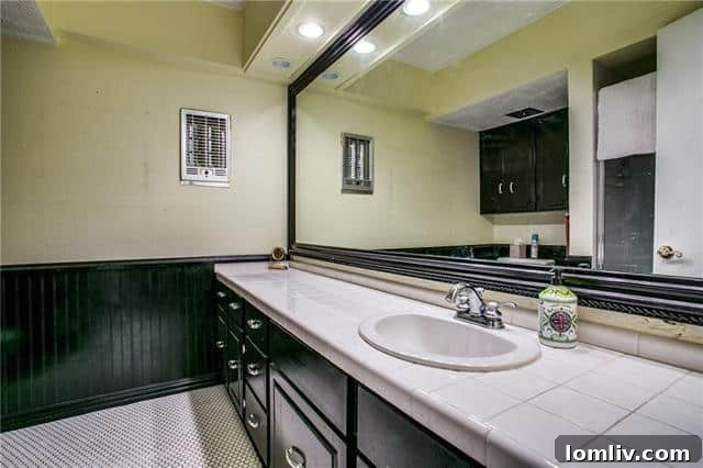 The master bathroom of Unit 204, offering extensive counter space and ample storage solutions.
