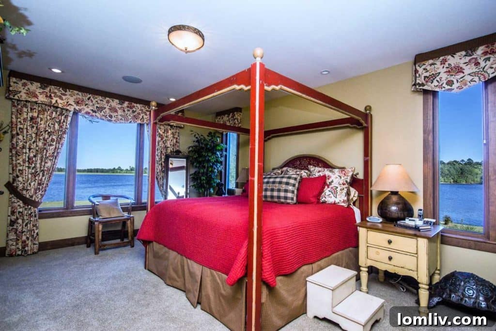 Breathtaking sunrise or sunset over Lake Windermere, highlighting the tranquil and picturesque setting of the East Texas luxury property.