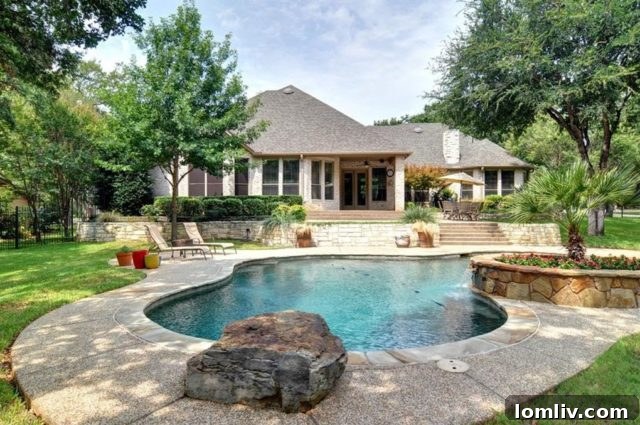 Resort-style swimming pool and covered patio