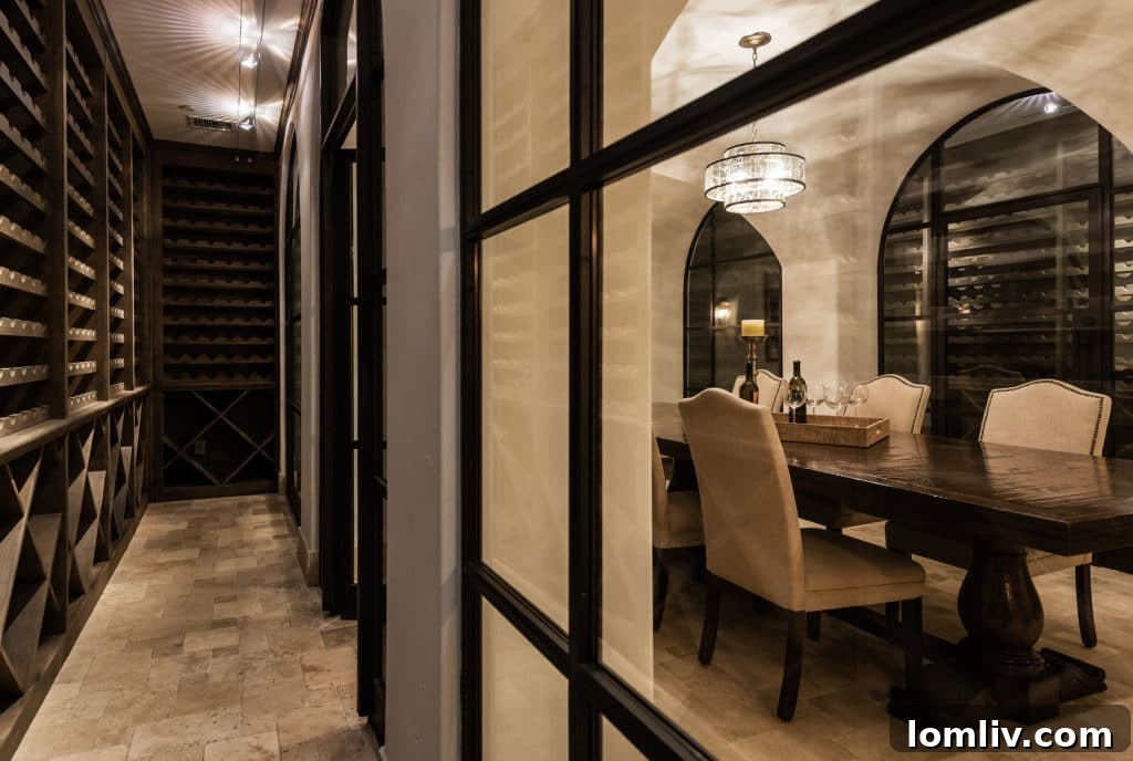 Basement wine cellar with tasting area