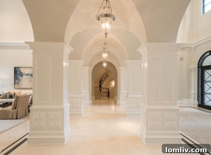 Close-up of the elegant interior finishes and wall details