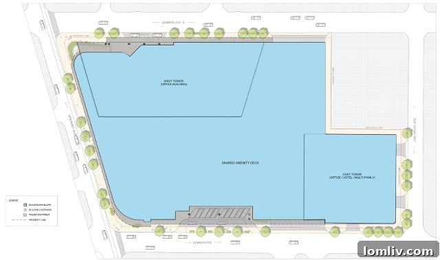 Architectural rendering detailing the Central Market's innovative multi-level parking within its podium structure