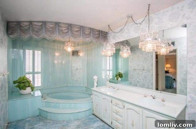 70s Reflection Rocks the Panel 12 Bathroom with mirrored ceiling and sunken bathtub