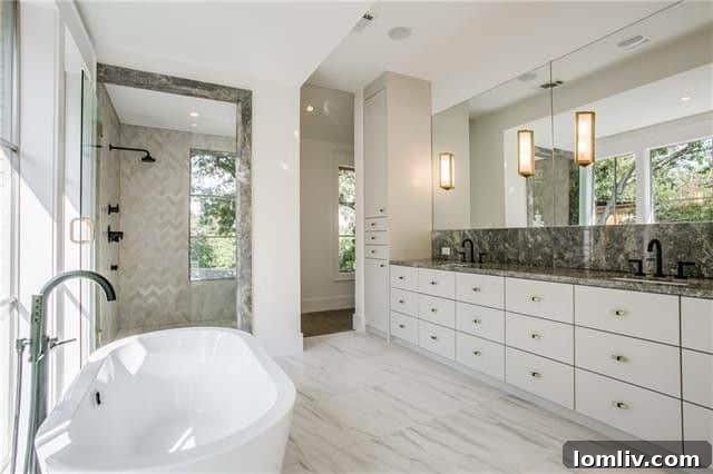 Master Bathroom with Elegant Soaking Tub and Dual Vanities