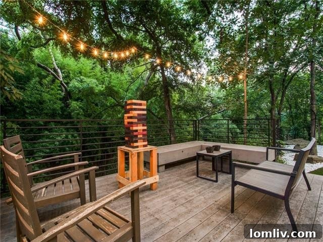 Outdoor living space overlooking the lush creek, ideal for relaxation.