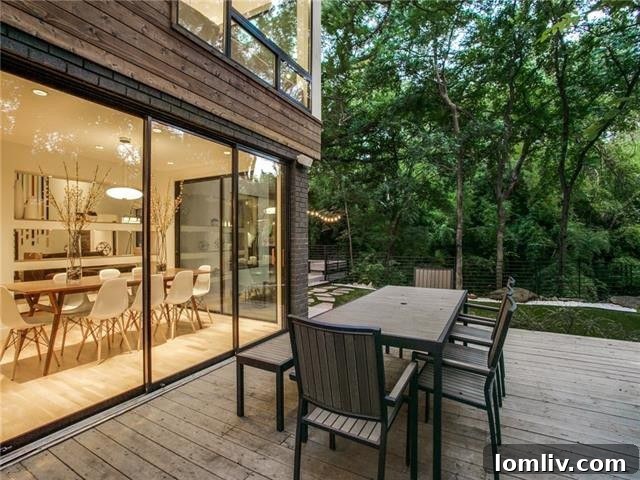 Deck area surrounded by natural greenery, offering privacy and tranquility.