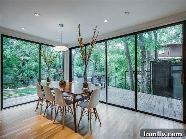 Elegant dining area with panoramic views of the bamboo forest.