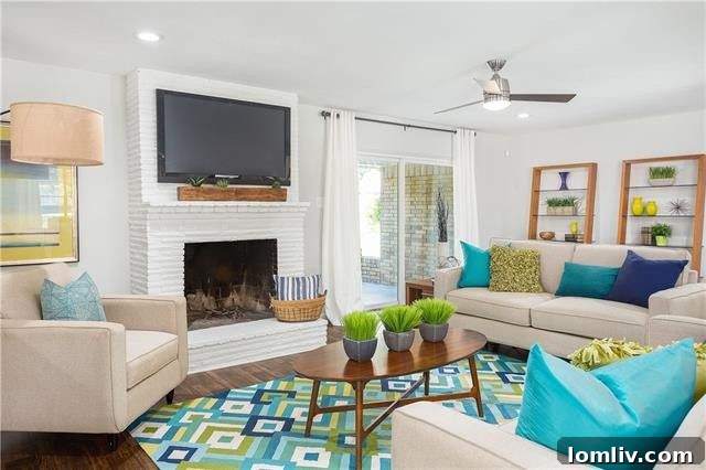 Living Room with Fireplace Dallas