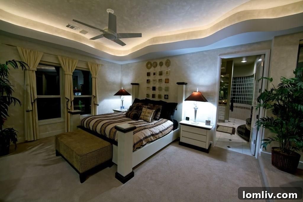 Bedroom featuring elegant design and ample natural light, part of the Plano luxury home.