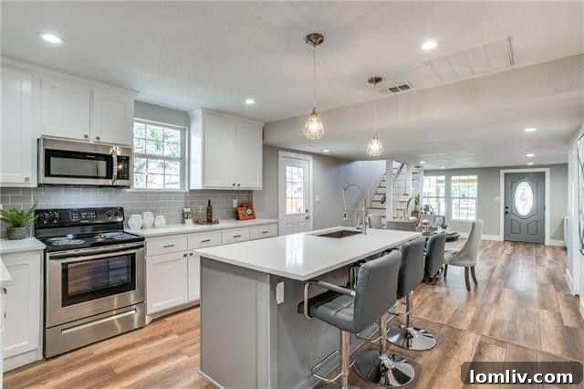 Modern kitchen with quartz countertops and custom shaker cabinets