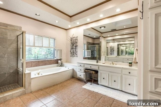 Spa-like master bathroom with soaker tub and separate shower