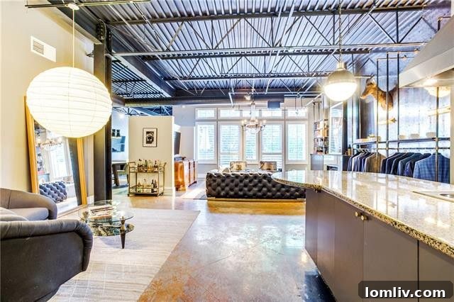 Inviting entrance to the urban loft in Dallas's vibrant West Village.
