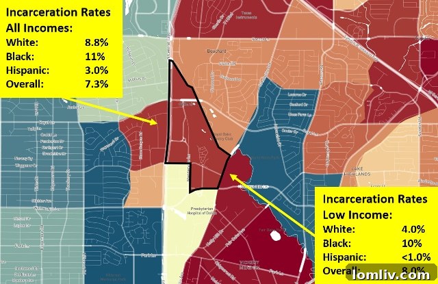 Deadening American Dream: Vickery Park area across races, incarceration rates drop with income, debunking a familiar myth