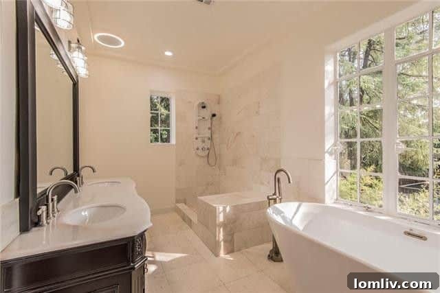Spacious and bright bedroom with classic architectural details