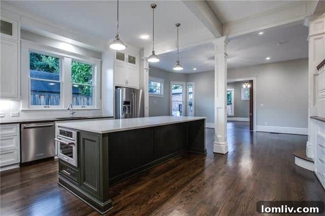 Modern kitchen island for dining and preparation