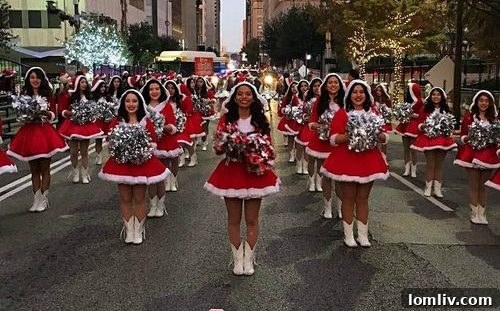 A vibrant and colorful float from the Dallas Holiday Parade, showcasing festive decorations and performers