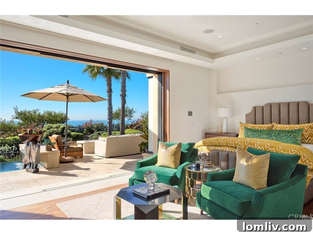 Swimming pool with ocean view and fire pit