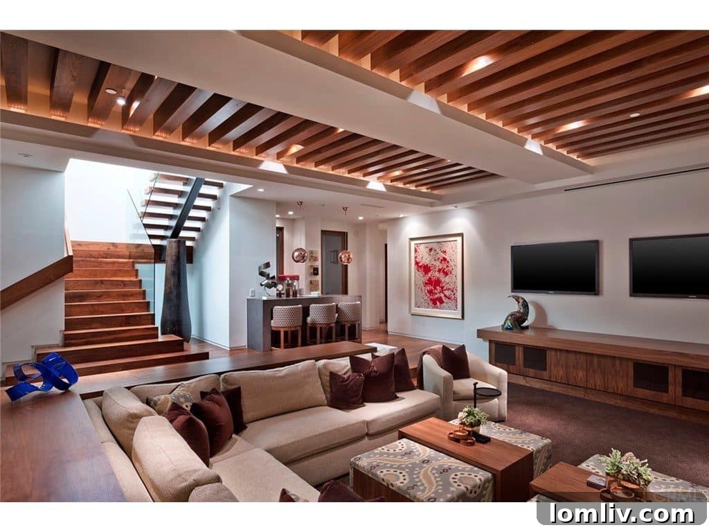 Modern interior design with high ceilings and ocean views