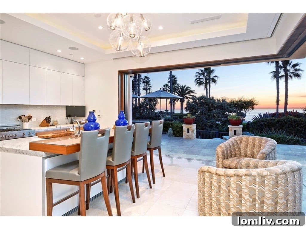 Luxurious living room with disappearing glass walls