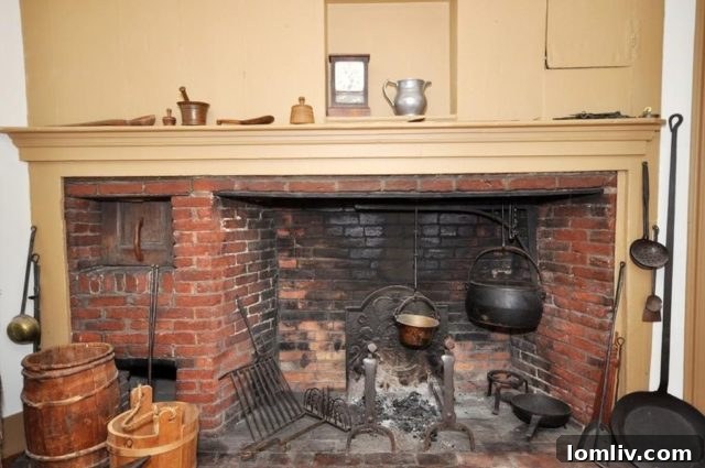 Interior view of a historic Joseph Hosmer Homestead, showcasing traditional Colonial design elements
